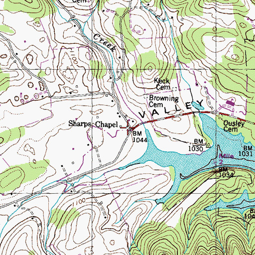 Topographic Map of Sharps Chapel, TN