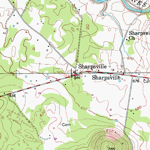 Topographic Map of Sharpsville, TN