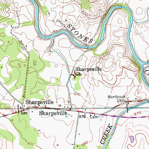 Topographic Map of Sharpsville Church, TN