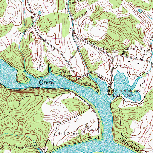 Topographic Map of Shaver Cemetery, TN