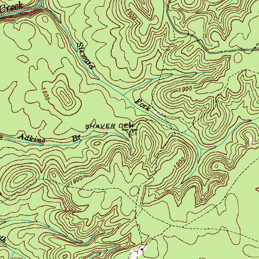 Topographic Map of Shaver Cemetery, TN