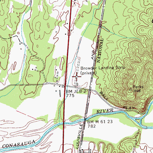 Topographic Map of Browder Airport (historical), TN