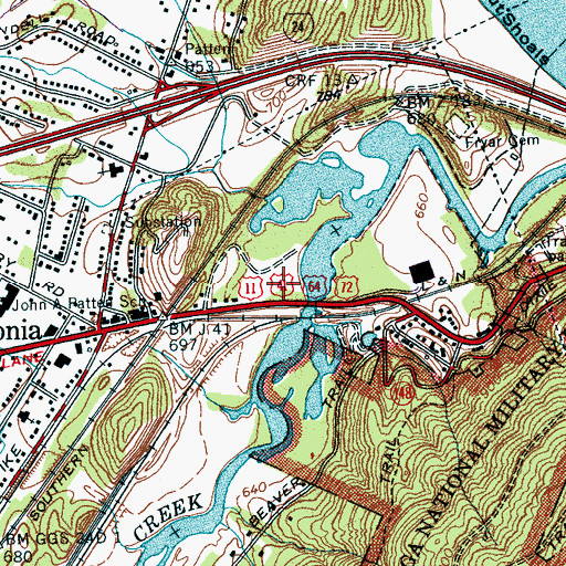 Topographic Map of Lookout Mountain Airport (historical), TN