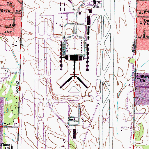 Topographic Map of Memphis International Airport, TN
