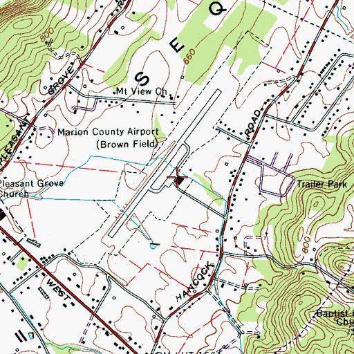 Topographic Map of Marion County Airport-Brown Field, TN