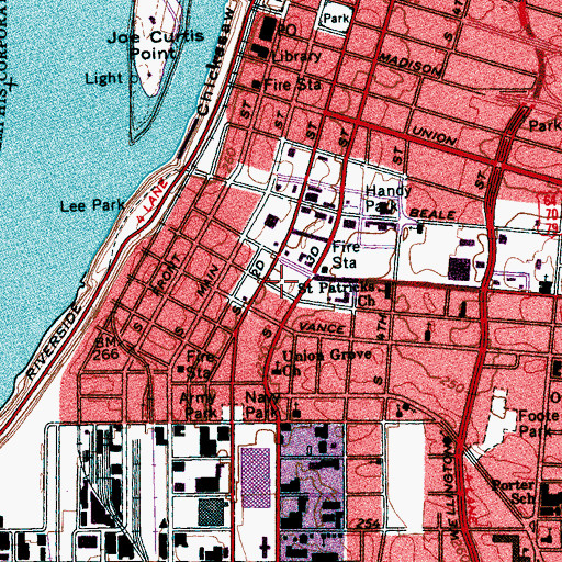 Topographic Map of Union Planters Airport (historical), TN