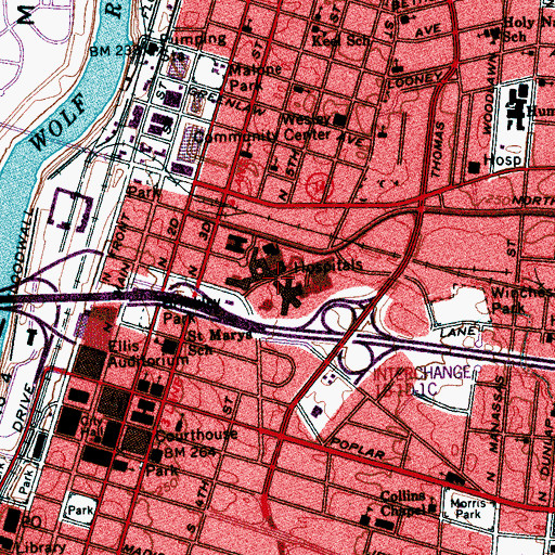 Topographic Map of Saint Joseph Hospital Airport, TN