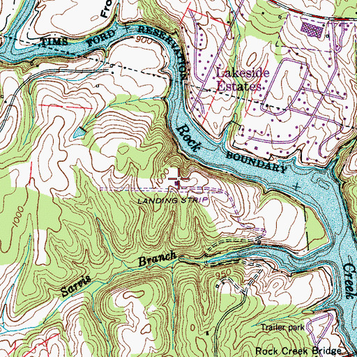 Topographic Map of Lowndes Airport (historical), TN