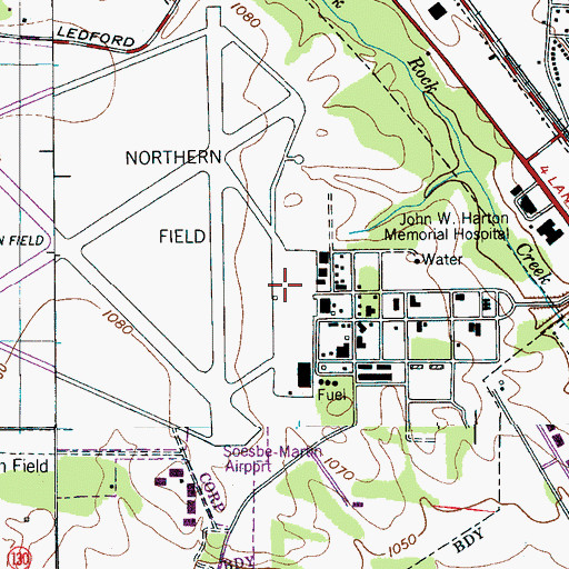 Topographic Map of Tullahoma Regional Airport/William Northern Field, TN