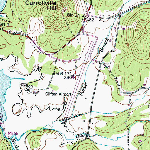Topographic Map of Hassell Field, TN