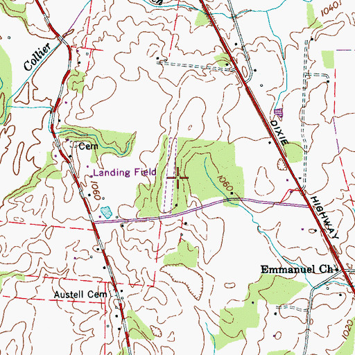 Topographic Map of Spencer Field (historical), TN