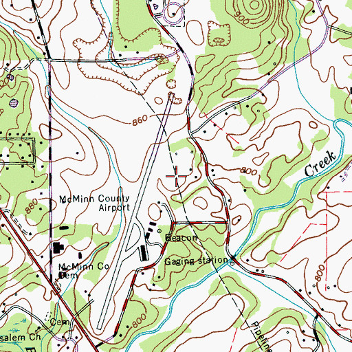 Topographic Map of McMinn County Airport, TN