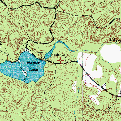 Topographic Map of Palmer Village-Napier Lake Airport, TN