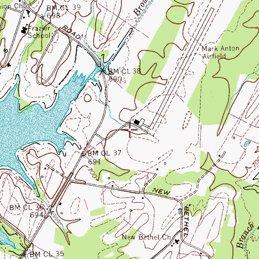 Topographic Map of Mark Anton Airport, TN