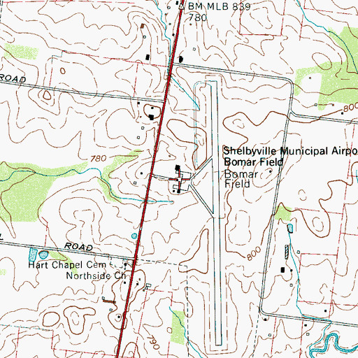 Topographic Map of Bomar Field-Shelbyville Municipal Airport, TN