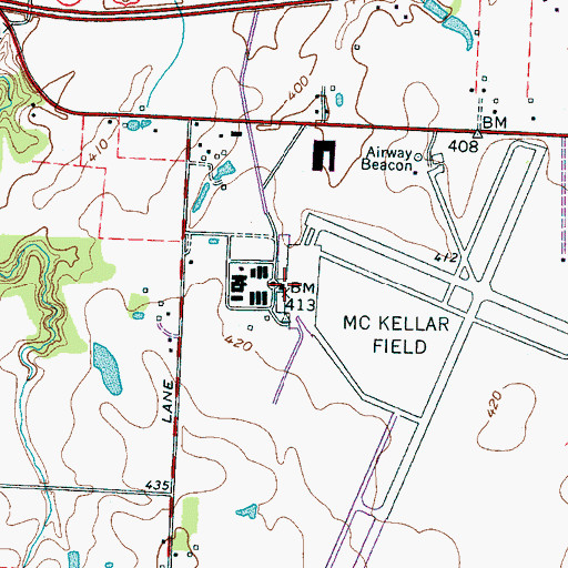Topographic Map of Mc Kellar-Sipes Regional Airport, TN