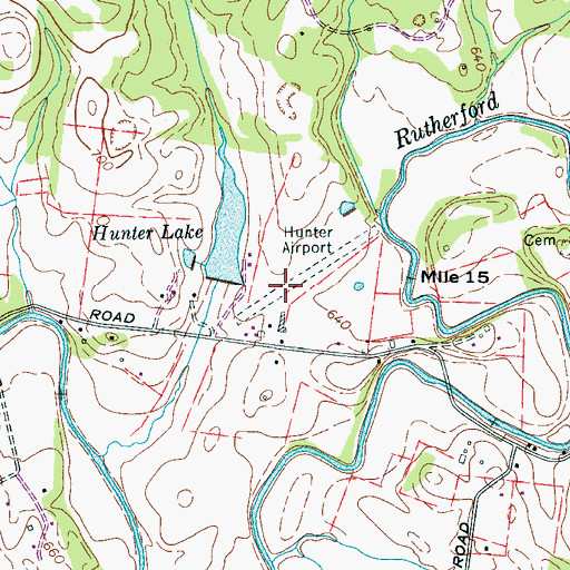 Topographic Map of Hunter Airport, TN