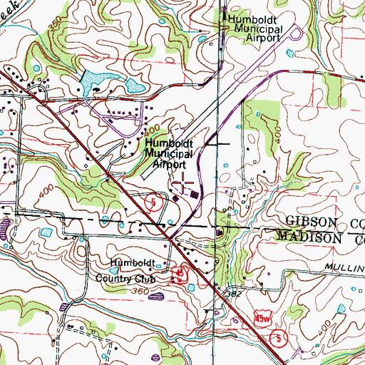 Topographic Map of Humboldt Municipal Airport, TN