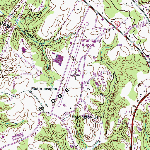 Topographic Map of Centerville Municipal Airport, TN