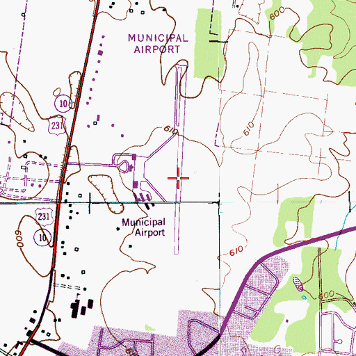 Topographic Map of Murfreesboro Municipal Airport, TN