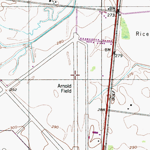 Topographic Map of Arnold Field, TN