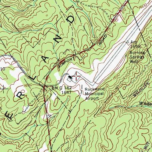 Topographic Map of Rockwood Municipal Airport, TN