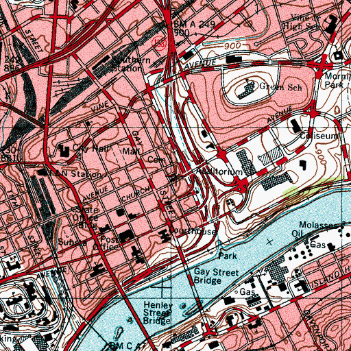 Topographic Map of Knoxville News-Sentinel Airport (historical), TN