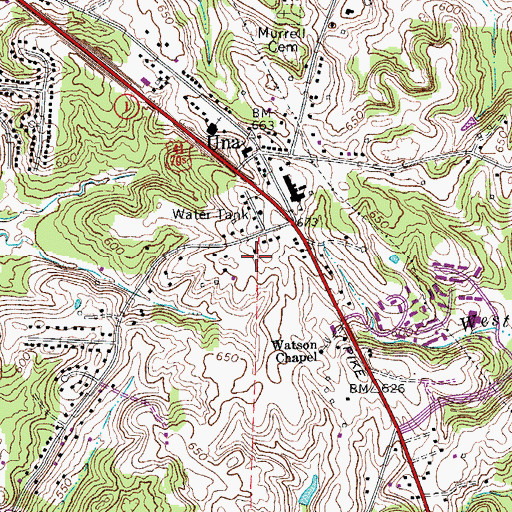 Topographic Map of Ginny 'B' Airport, TN