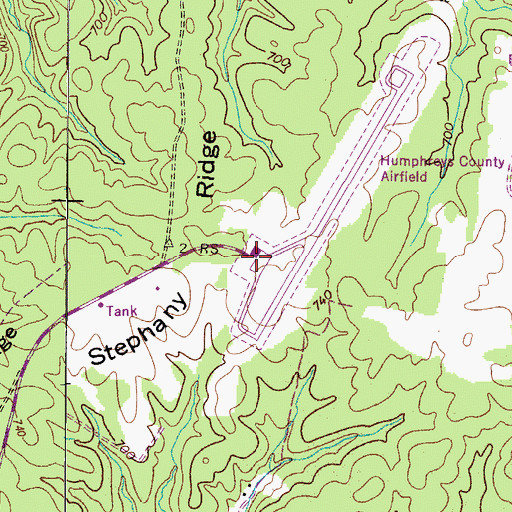 Topographic Map of Humphreys County Airport, TN