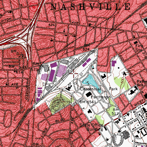 Topographic Map of Clinical Laboratories Airport (historical), TN