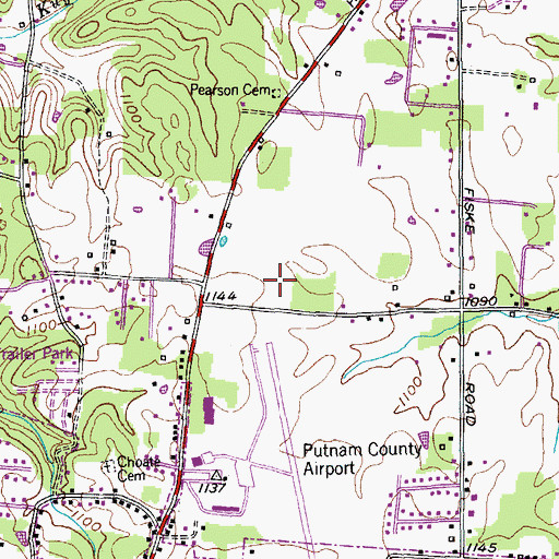 Topographic Map of Putnam County Airport (historical), TN