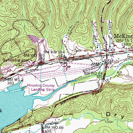 Topographic Map of Houston County Airport, TN