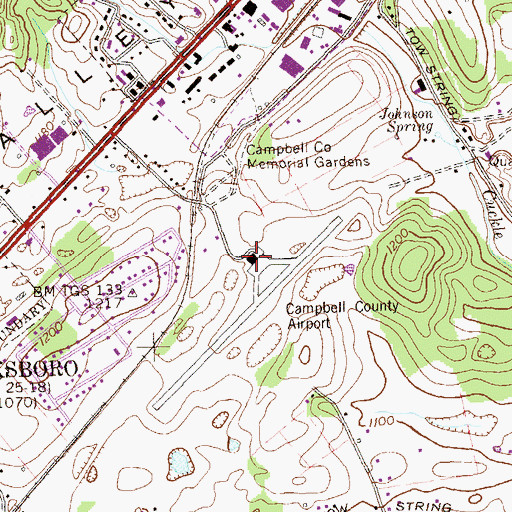 Topographic Map of Campbell County Airport, TN