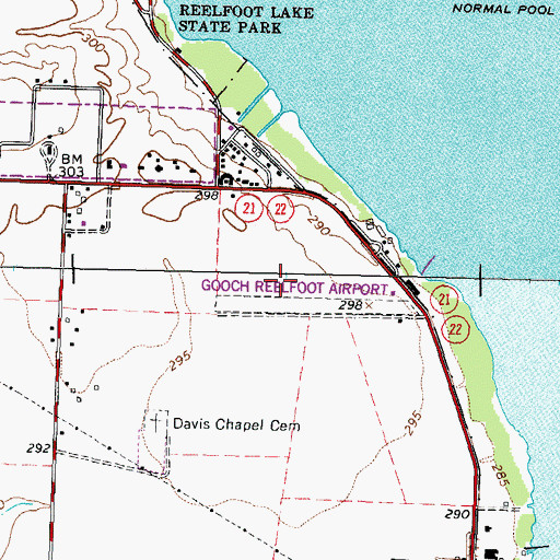 Topographic Map of Gooch Reelfoot Airport (historical), TN
