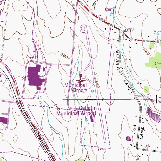 Topographic Map of Sumner County Regional Airport, TN