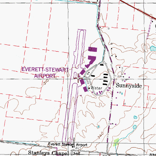 Topographic Map of Everett-Stewart Regional Airport, TN