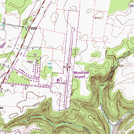 Topographic Map of Lafayette Municipal Airport, TN