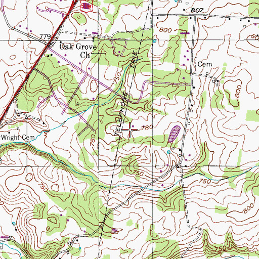 Topographic Map of Hodges Cherry Mound Airport (historical), TN