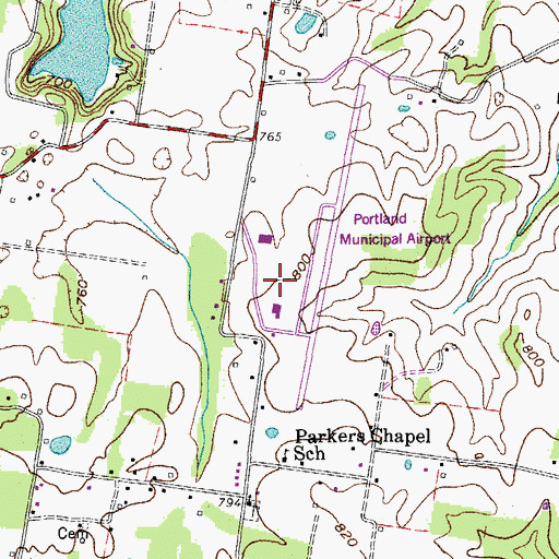 Topographic Map of Portland Municipal Airport, TN