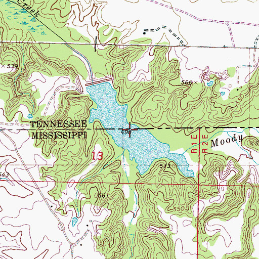 Topographic Map of Indian Creek Watershed Number Eight Lake, MS