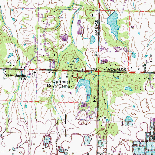 Topographic Map of Old Optimist Boys Camp Lake Dam, TN