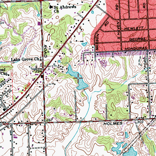Topographic Map of J C May Lake, TN