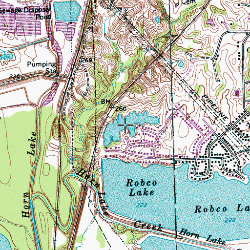 Topographic Map of Mallard Lake, TN