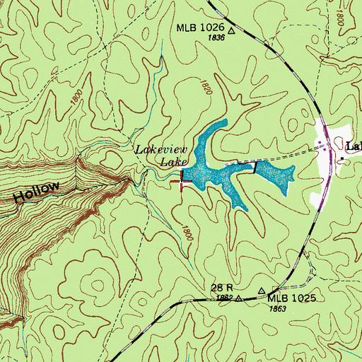 Topographic Map of Lakeview Lake Number One Dam, TN