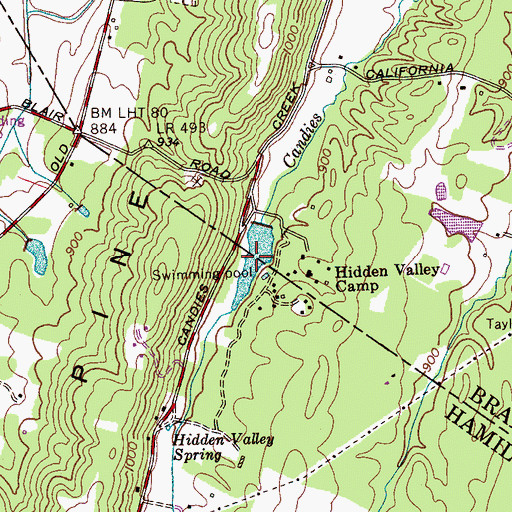 Topographic Map of Hidden Valley Lake, TN