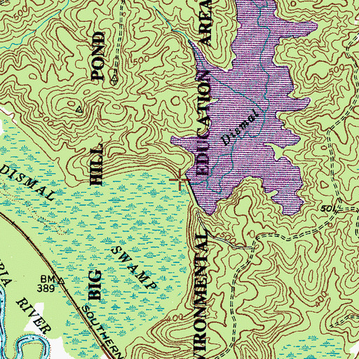 Topographic Map of Big Hill Pond Lake Dam, TN
