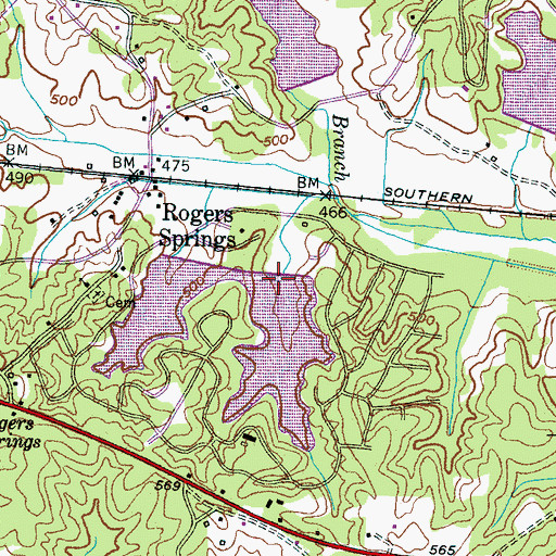 Topographic Map of Woodrun Number Two Dam, TN