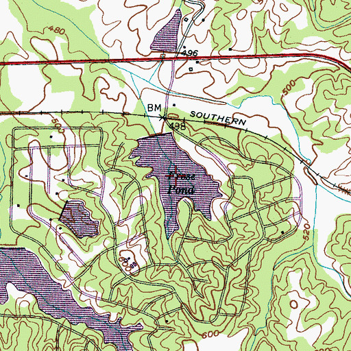 Topographic Map of Candlewood Lake, TN