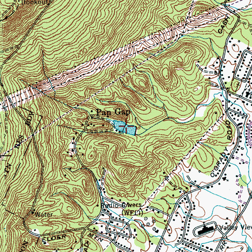 Topographic Map of Pan Gap Lake, TN