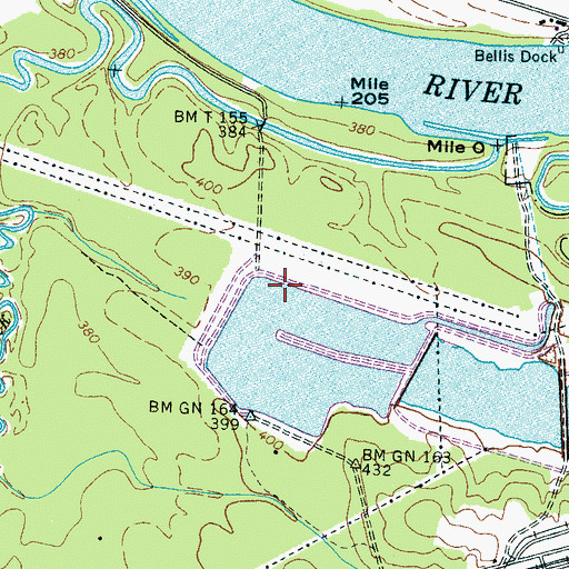 Topographic Map of Tennessee River Pulp and Paper Company West Dam, TN